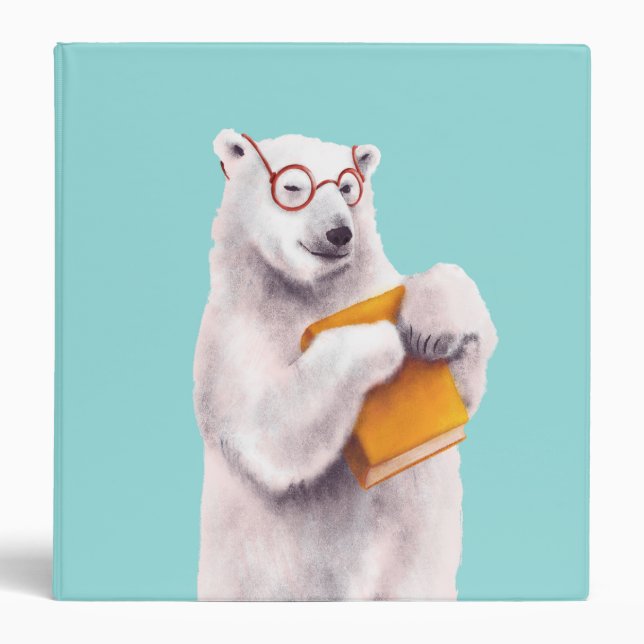 Polar Bear Reading Art – Book Lover Binder (Front)