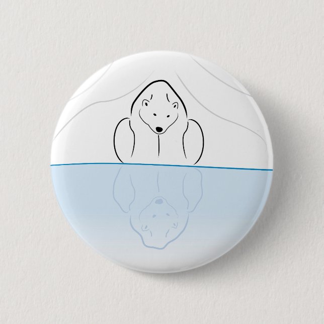 Polar bear Reflection on global warming 2 Inch Round Button (Front)