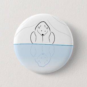 Polar bear Reflection on global warming 2 Inch Round Button