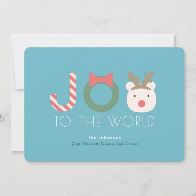 Polar Bear Reindeer Headpiece Blue Christmas Card (Front)