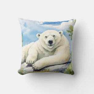 Polar Bear Relaxing Relaxing Animal Fun Happy Cool Throw Pillow