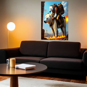 Polar bear riding a polar bear   AI Art Poster