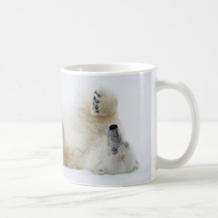 Polar bear rolling in snow, Norway Coffee Mug