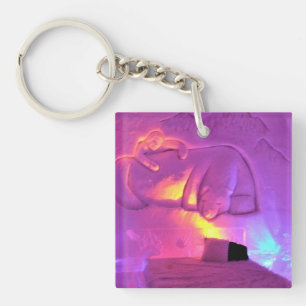Polar Bear Room at Hotel de Glace, Quebec, Canada Keychain
