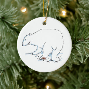 Polar Bear round ceramic ornament