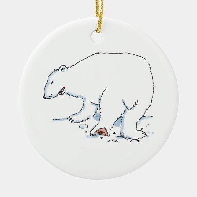 Polar Bear round ceramic ornament (Front)