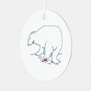 Polar Bear round metal ornament