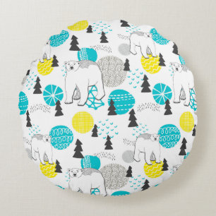 Polar bear round pillow