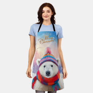 Polar Bear Santa hat and Scarf Apron