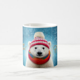 Polar Bear Santa hat and Scarf Coffee Mug