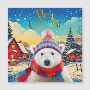 Polar Bear Santa hat and scarf Merry Christmas