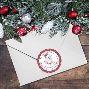 Polar Bear   Santa Hat Season's Greetings Family Classic Round Sticker
