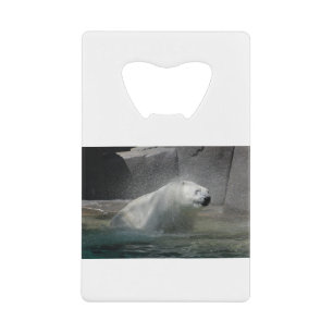 Polar Bear Shaking off water Credit Card Bottle Opener