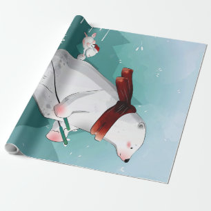 Polar Bear Skiing   Gift For Baby Wrapping Paper