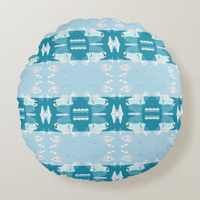 Polar Bear Sleeping on an iceberg on a burp cloth Round Pillow (Front)