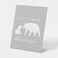 Polar Bear Snow Grey Mama Baby Shower Gift Table