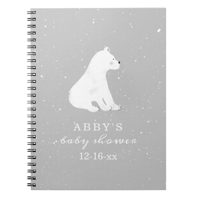 Polar Bear Snow Neutral Baby Shower Guest Book (Front)