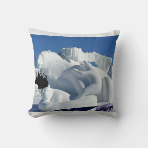 Polar Bear Snow Sculpture, Quebec, Canada Throw Pillow