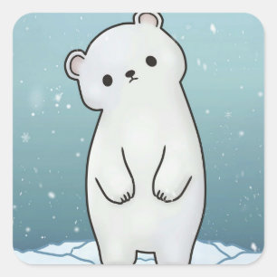 Polar Bear Snow Snowing Square Sticker