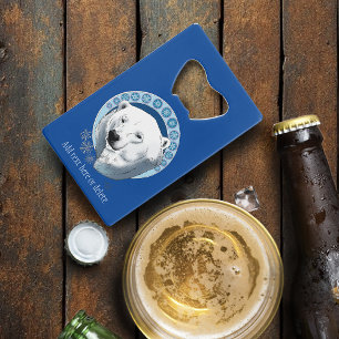 Polar Bear Snowflakes Art Nouveau Credit Card Bottle Opener