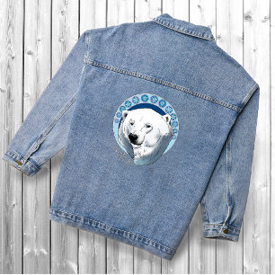Polar Bear Snowflakes Art Nouveau Denim Jacket