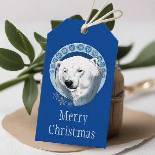 Polar Bear Snowflakes Art Nouveau Gift Tags