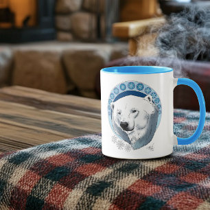 Polar Bear Snowflakes Art Nouveau Mug