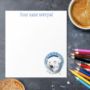 Polar Bear Snowflakes Art Nouveau Notepad