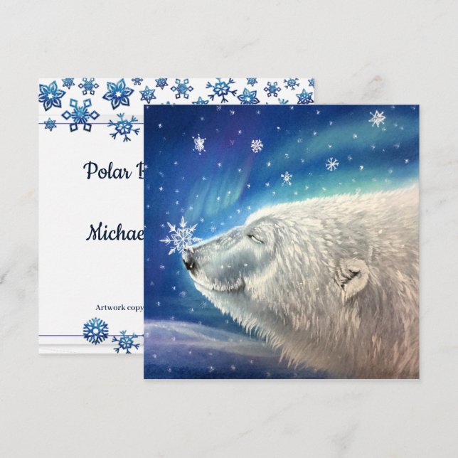 Polar Bear Snowflakes Cards (Front/Back)