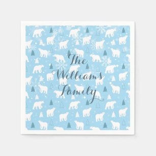 Polar Bear Snowflakes Personalized Napkin