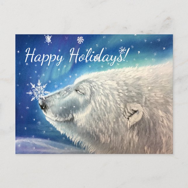 Polar Bear Snowflakes Postcard (Front)