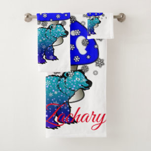 Polar Bear Snowflakes Snow Bathroom Towel Sets