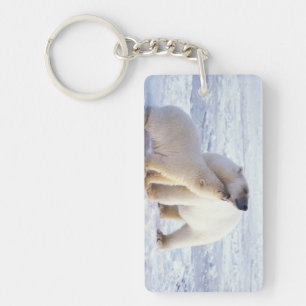 Polar bear sow with cub, pack keychain