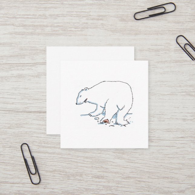 Polar Bear square business card (Front/Back In Situ)