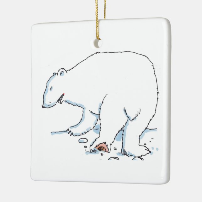 Polar Bear square ceramic ornament 2 sided (Left)