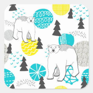 Polar bear square sticker