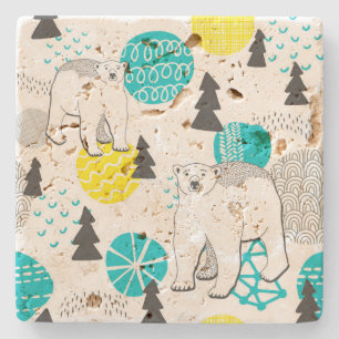 Polar bear stone coaster