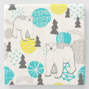 Polar bear stone coaster