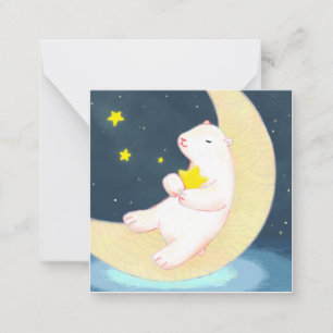 Polar Bear, the Moon & Stars Card