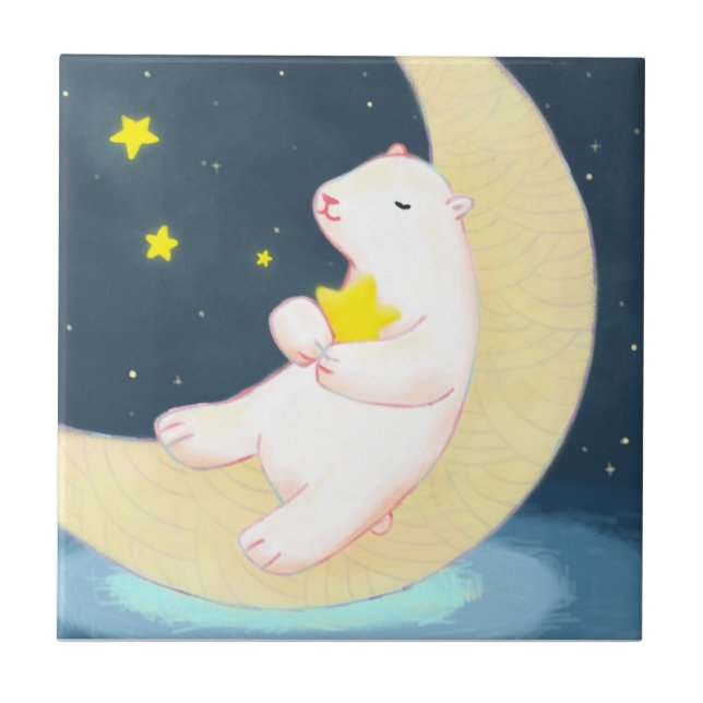 Polar Bear, the Moon & Stars Tile (Front)