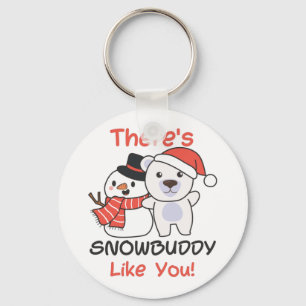Polar Bear There's Snowbuddy Like Snowman Pun Keyc Keychain