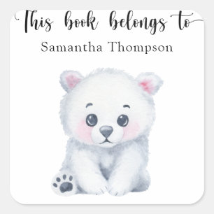 Polar bear - this book belongs to square sticker