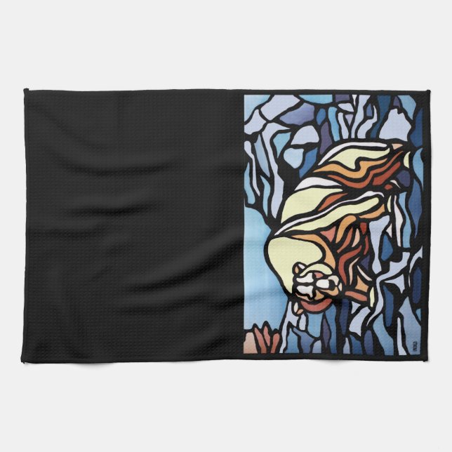 Polar Bear Towel Native Art Bear Tea Towel Gift (Horizontal)