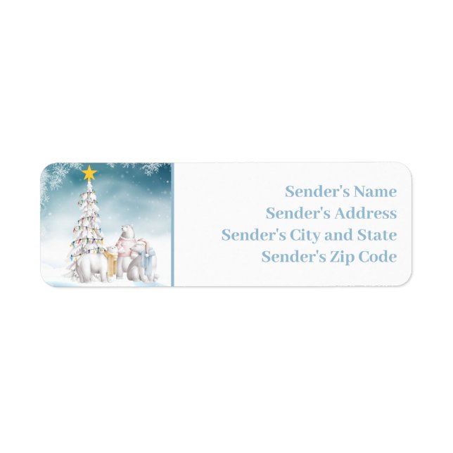 Polar Bear Trio Christmas Return Address Label (Front)