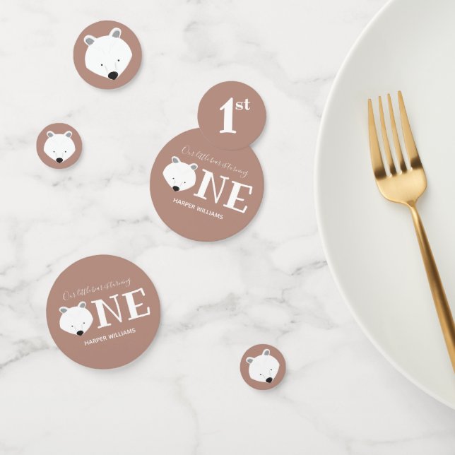 Polar Bear Turning One Cute Animal First Birthday Confetti (Group)