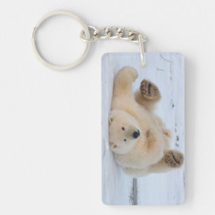 polar bear, Ursus maritimus, cub rolling 3 Keychain