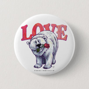 Polar Bear Valentine's Day 2 Inch Round Button