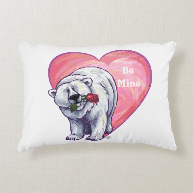 Polar Bear Valentine's Day Accent Pillow (Front)