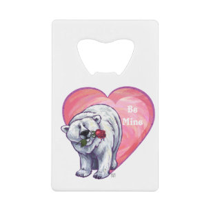 Polar Bear Valentine's Day Credit Card Bottle Opener