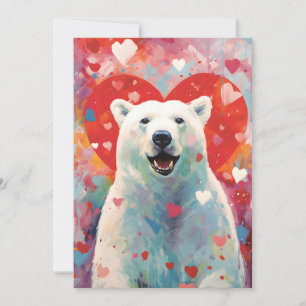 Polar Bear Valentine's Day  Holiday Card